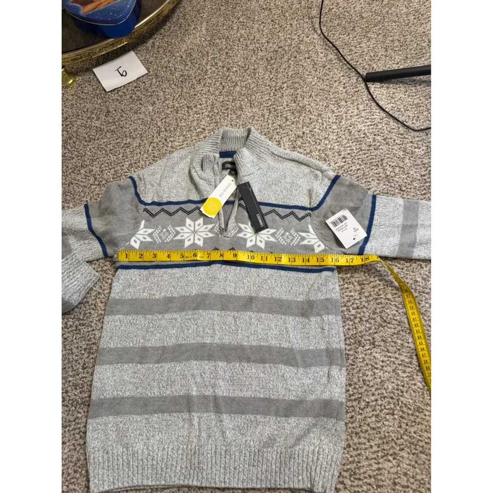 Commerce Boys Nordic Snowflake Quarter Zip Sweater Grey Blue Size 12 NWT